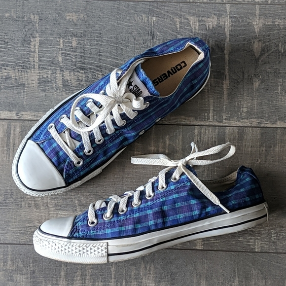 blue plaid converse shoes